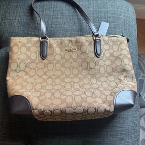 Coach Tan and Brown Signature Tote